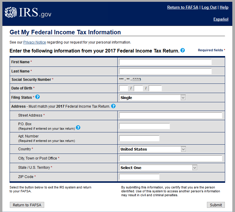Transfer Your IRS Tax Information Directly into Your FAFSA Penn State